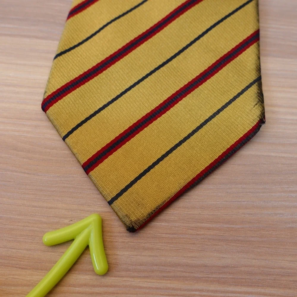 Gold Repp Stripe Neck Tie Mens Yellow STEFANO BERNARDI Regimental Silk Italian